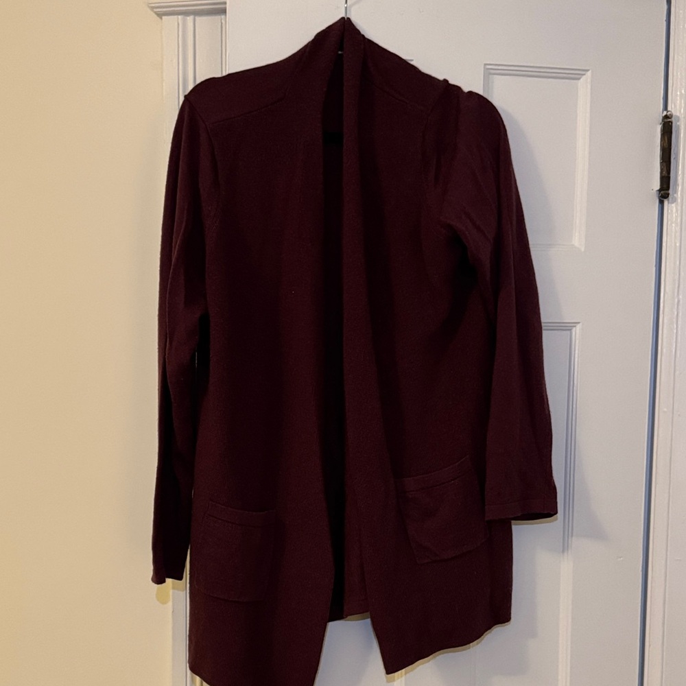 Orvis Deep Burgundy Open Front Cardigan